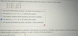State Why The System Of Equations Must