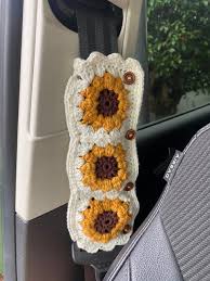 Sunflower Seat Belt Cover Crochet
