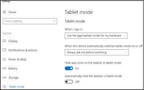 disable tablet mode in windows