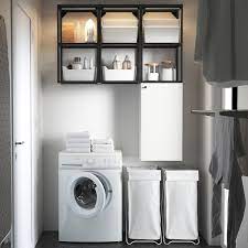 Apr 02, 2019 · a washer and a dryer on top of each other could be placed in a tall kitchen cabinet. Enhet Storage Combination For Laundry Anthracite White Ikea