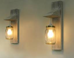 Pair Of Wall Lamp Reclaimed Wood Wall