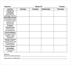 Creative Curriculum Weekly Planning Form Template Curriculum