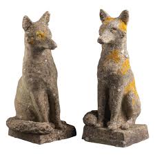 Pair Of Stone Foxes At 1stdibs Fox