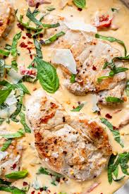 The spruce / victoria heydt making perfect pork chops is simple—first, they are seared in a. Creamy Basil Skillet Pork Chops Fox And Briar
