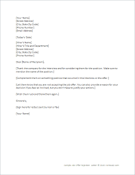 Job Offer Rejection Letter Template For Word