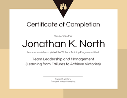Training Certificate Of Completion Template