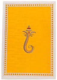 hindu wedding card in yellow with
