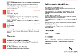Elon musk is a genius, who got ahead of his time. Resume Templates Novo Resume