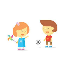 Happy Kids Playing Smiling Cartoon Children Boy And Child Girl