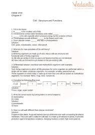 Cbse Class 8 Science Cell Worksheets With Answers Chapter 8