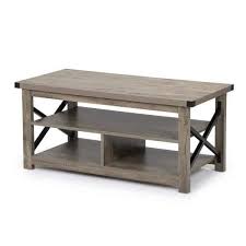 Gray Rectangle Accent Wood Coffee Table