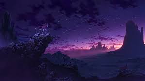 Найдите больше постов на тему purple anime. Hd Wallpaper Anime Sky Landscape Purple Wallpaper Flare