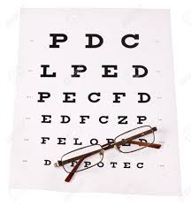 A Pair Of Reading Glasses Laid Across A Stnadard Eye Test Chart