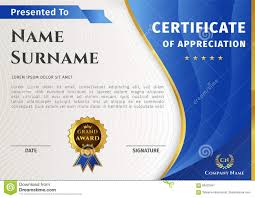 Vector Certificate Template With Blue And Gold Elements And Badge
