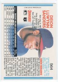 39 hr,.263 ba, 186 sb, cf, braves/reds/. 1992 Donruss Deion Sanders Baseball Card 564 Atlanta Braves Sports Card King