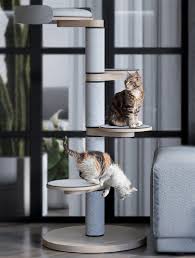 cat climbing frame grey carpet cat nest