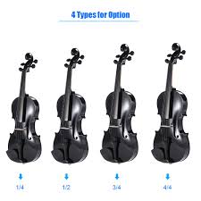 Us 93 4 Ammooon 1 4 1 2 3 4 4 4 Student Violin Metallic Black Equipped With Steel String W Arbor Bow Case For Beginners Music Lovers In Violin