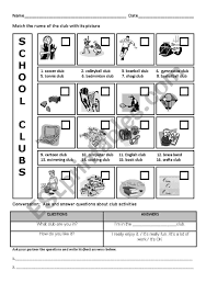 club activities esl worksheet