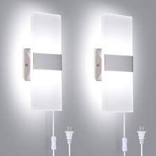 Cool White Acrylic Wall Lights 6ft Plug
