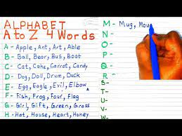 a to z words a to z spelling write a