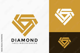 gold diamond jewellery logo vector