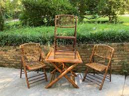 Bamboo Folding Table And Chair Patio