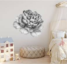 Black White Peony Flower 1 Wall Decal