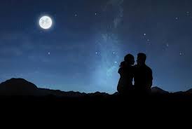 romantic couple watching the night
