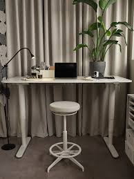 You can lower it down and use the desk while sitting down. Bekant Desk Sit Stand White 47 1 4x31 1 2 Ikea
