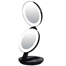 Amazon Com Vrhere Mirrim Led Lighted Travel Makeup Magnifying Mirror Magnifies 10x And 1x Luxury Double Side And Folding Pocket Vanity Cosmetic Mirror Black Beauty