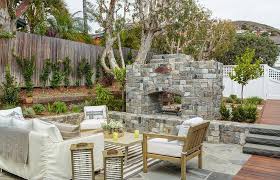 Sunken Patio With Stone Fireplace