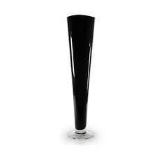 20 Inch Black Glass Trumpet Vase