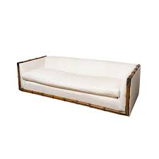 Slipcovers are available in a variety of silhouettes and sizes. Vintage White Ethan Allen Sofa With Bench Cushion And Bamboo And Brass Detail At 1stdibs
