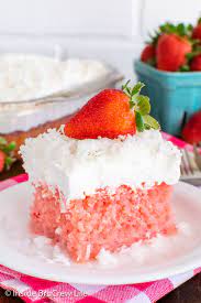 strawberry poke cake with sweetened