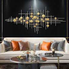 58 3 Modern Gold Metal Wall Decor Abstract Bar Dots Wall Art For Living Room