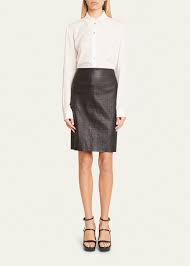 Givenchy Women's Logo Debossed Leather Pencil Skirt