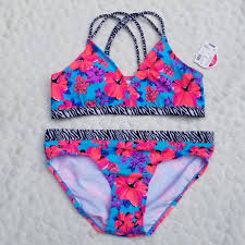 New Justice Swimsuit Bikini Floral Zebra Nwt