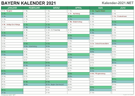Gallery of excel kalender 2021 kostenlos halbjahreskalender. Kalender 2021 Bayern