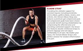 Venom Elbow Strap Compression Brace Elastic Support For Tendonitis Pain Tennis Elbow Golfers Elbow Arthritis Bursitis Basketball Baseball