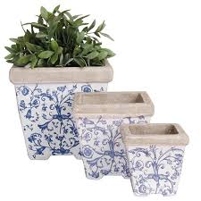 Buy Aged Ceramic Flower Pots Set Of 3