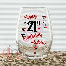 Happy 21st Birthday Winegin Glass Charm