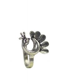 Peacock Clip On Nose Pin In Silver Alloy