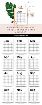 Free Printable Modern Minimalist Fill In Calendar Use For