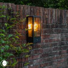 Outdoor Wall Lamp Black With Gold Light