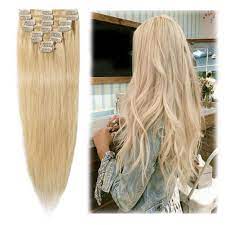 If you are after an answer as to where the actual length will be once attached to your hair, then that would depend on how long your hair was in the first place. Amazon Com Clip In Hair Extensions Bleach Blonde 14 24 Inch Remy Human Hair For Women 8pcs 18 Clips Full Head Soft Straight Hair 18 70g 613 Beauty