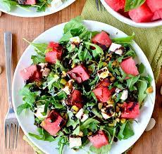 Watermelon Salad With Basil And Feta And Balsamic gambar png