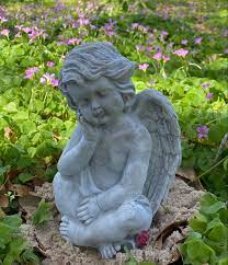 Concrete Pondering Angel Statue Angel