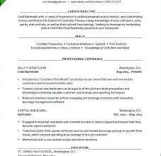 Resume For Bartenders Sample Bartender Resumes Download Sample