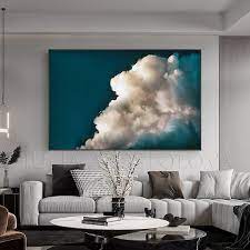 Cloud Art Canvas Dark Teal Wall Art