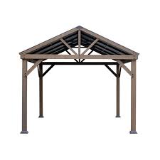 black steel roof wood rectangle gazebo